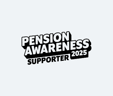 Pension awareness supporter 2025 logo - full width billboard cloud background Pension awareness supporter 2025 logo on cloud background