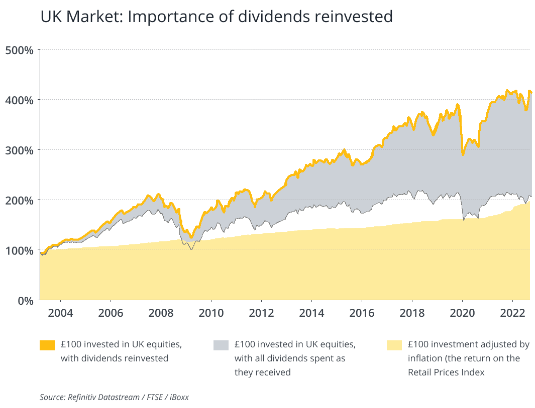 Diagram showing importance of dividend reinvestment