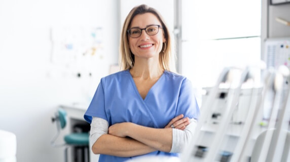 Dentist wearing glasses