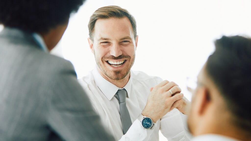 Man happy in meeting