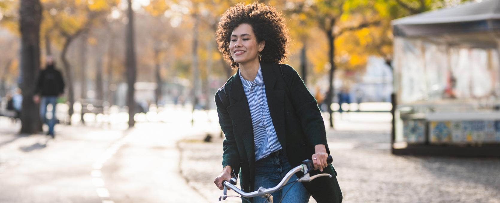 Woman riding bike