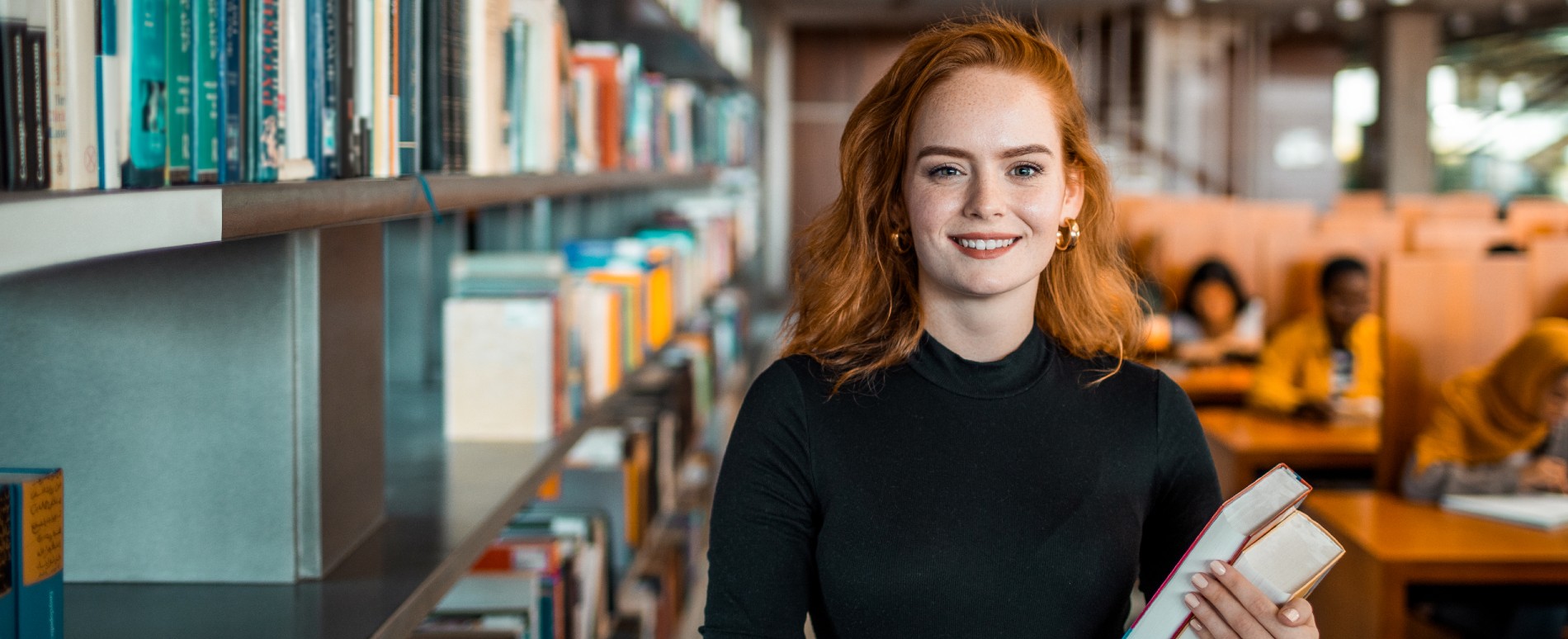 Female student in library