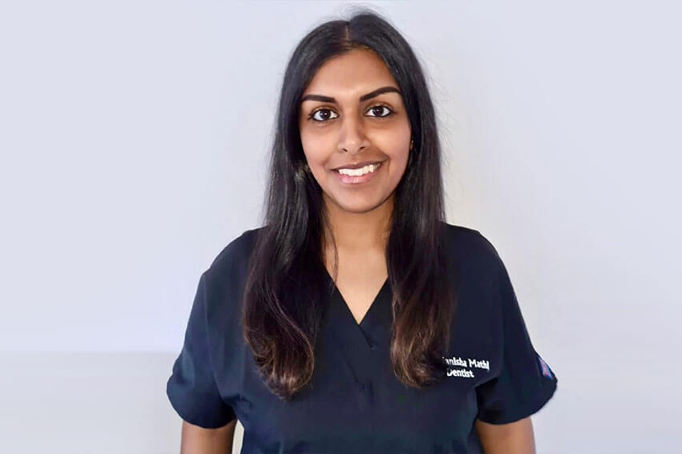 Dr Manisha Mathi in scrubs